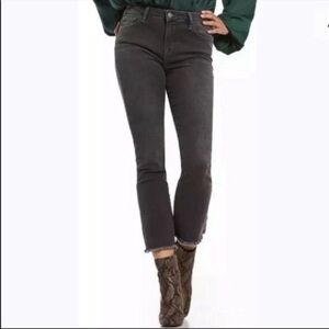 Free People Frayed Crop Straight Pants Jeans Grey